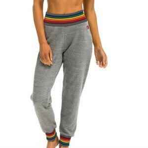 Aviator Nation Gray Track Pants with Rainbow Accents